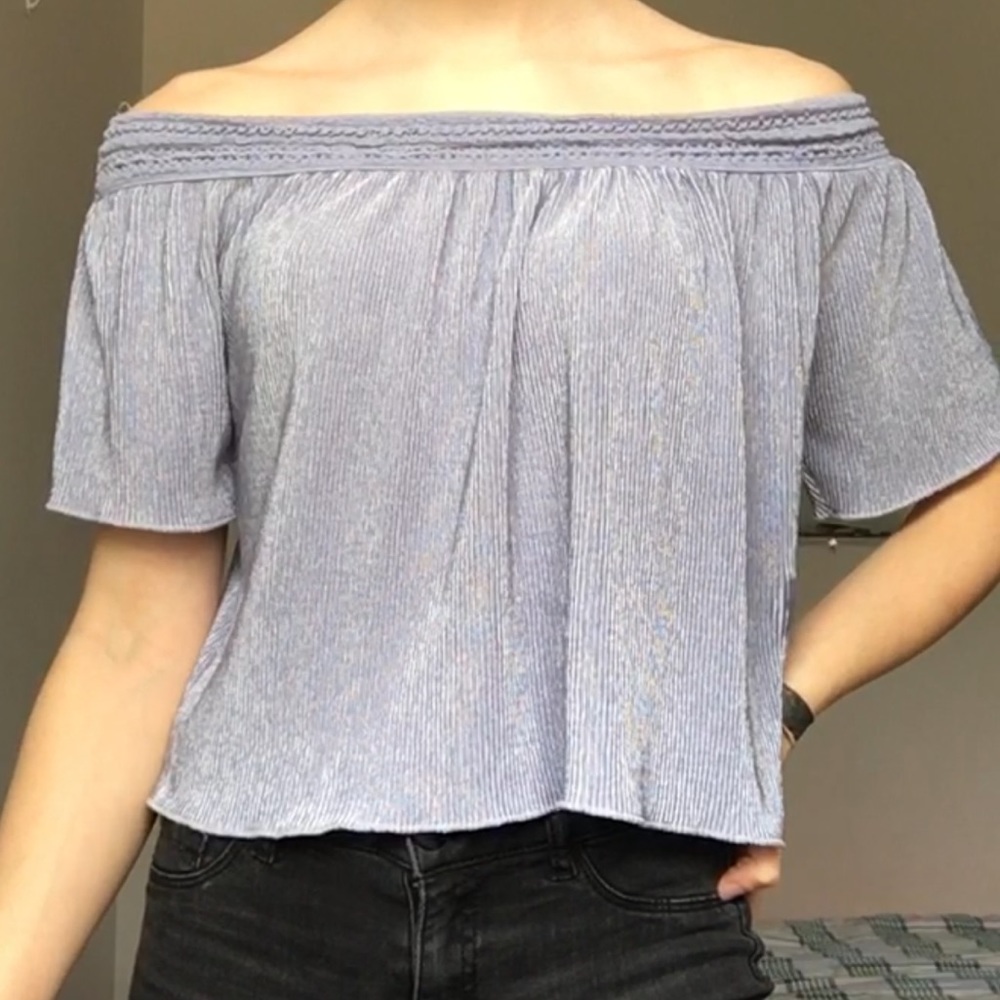 Pleated off the shoulder shirt